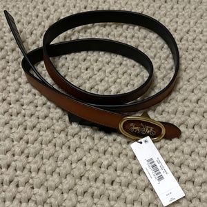 Coach Brown and Black Belt with Gold Buckle